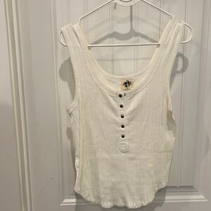Free People Cream Ribbed Tank Top